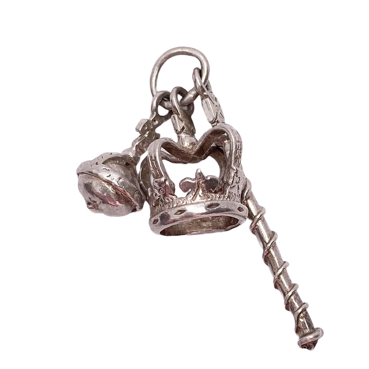 Vintage Crown Orb and Sceptre charm silver pendant from Charmarama