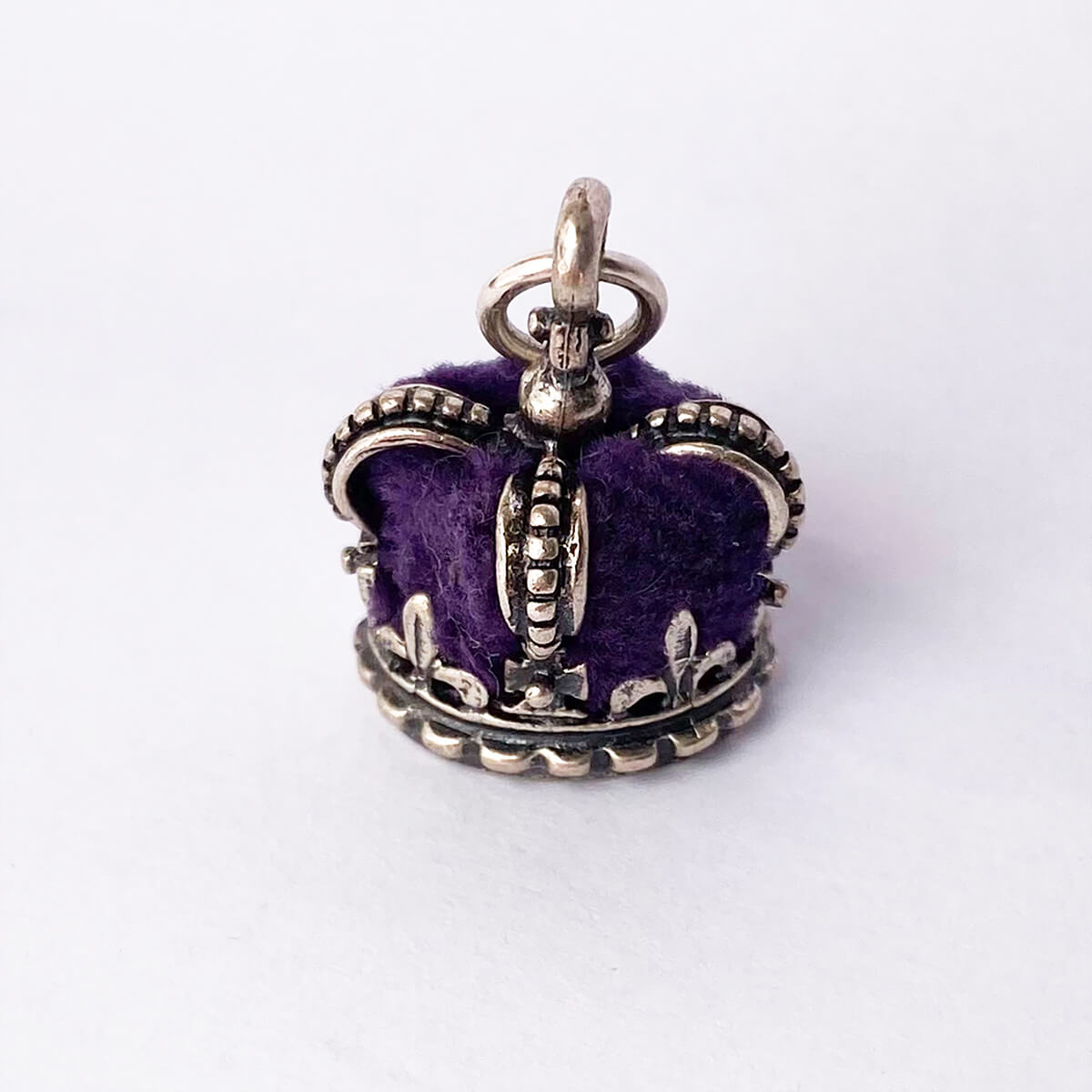 Vintage Beau crown charm with purple velvet