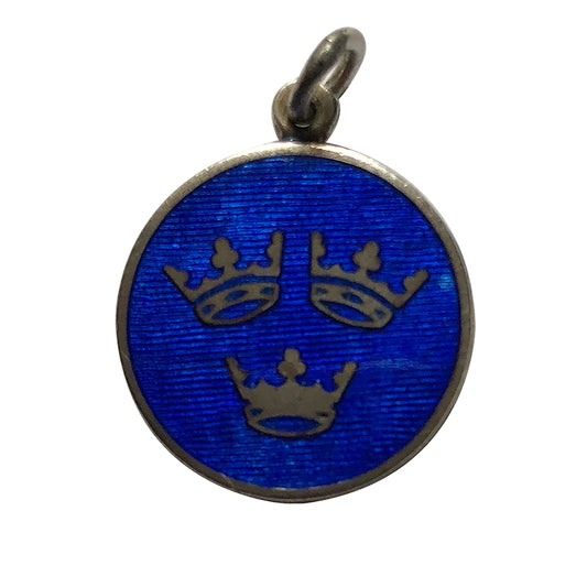 Three Swedish Crowns Blue Enamel Charm