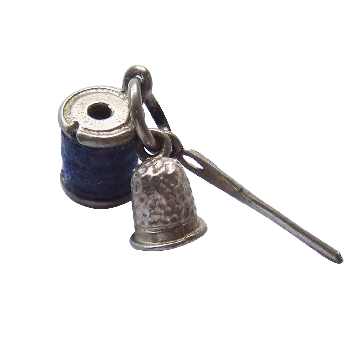 Miniature Sewing Charm Vintage Needle Spool Thimble