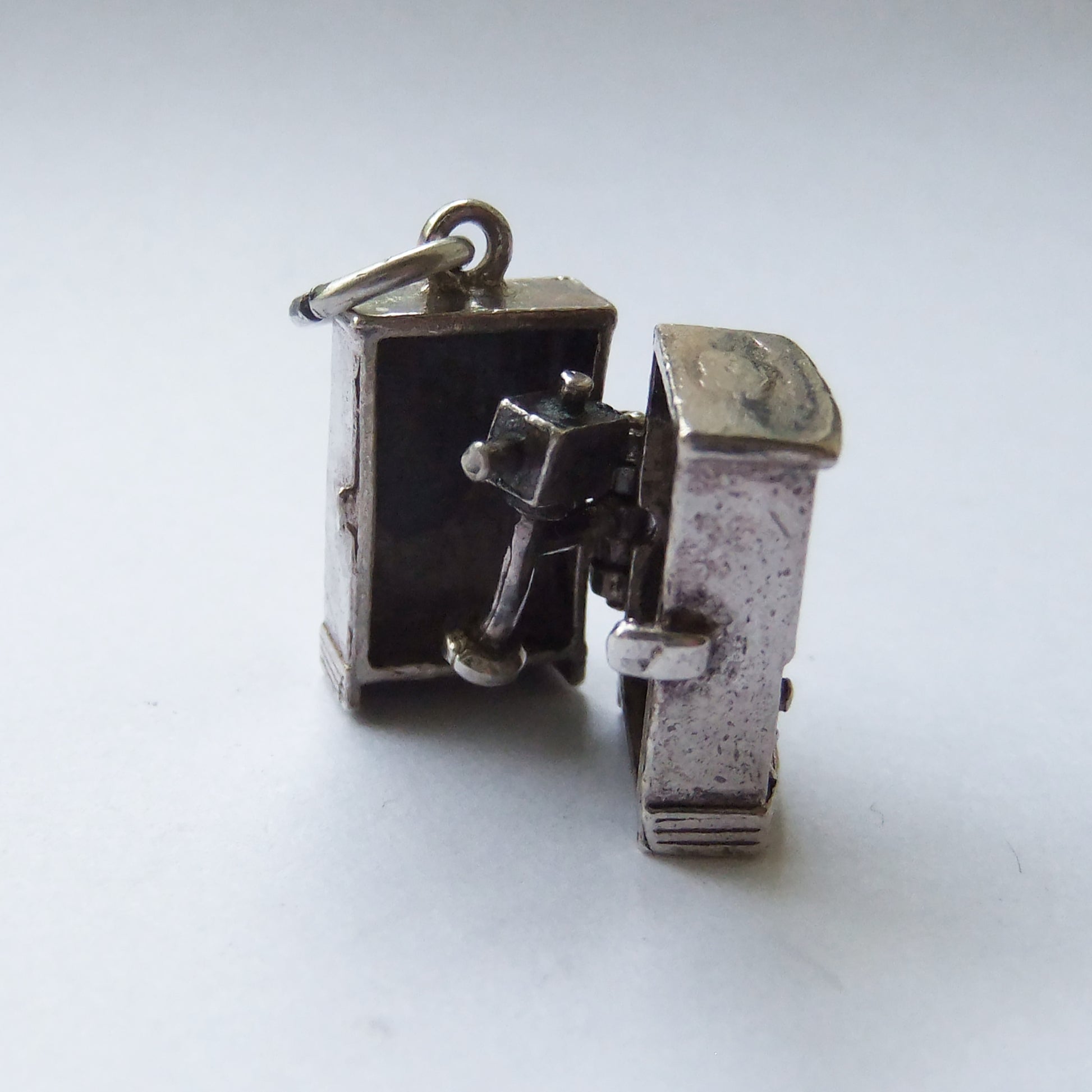 Vintage Silver TV Charm Opens to a Television Camera