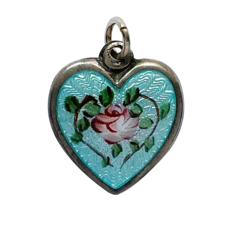 Walter Lampl Heart Charm Rose on Blue background Charmarama