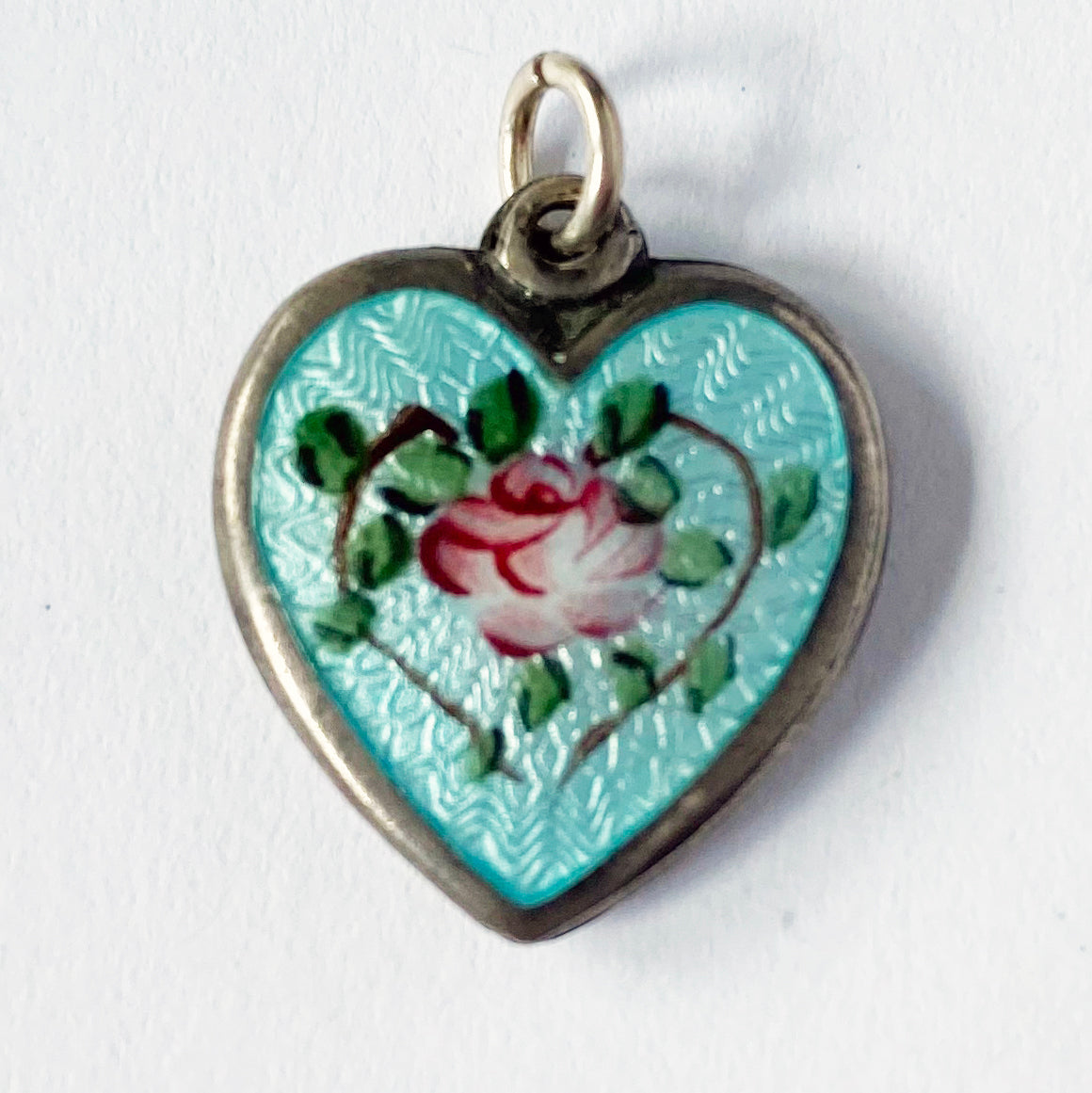 Walter Lampl Heart Charm Rose on Blue background Charmarama