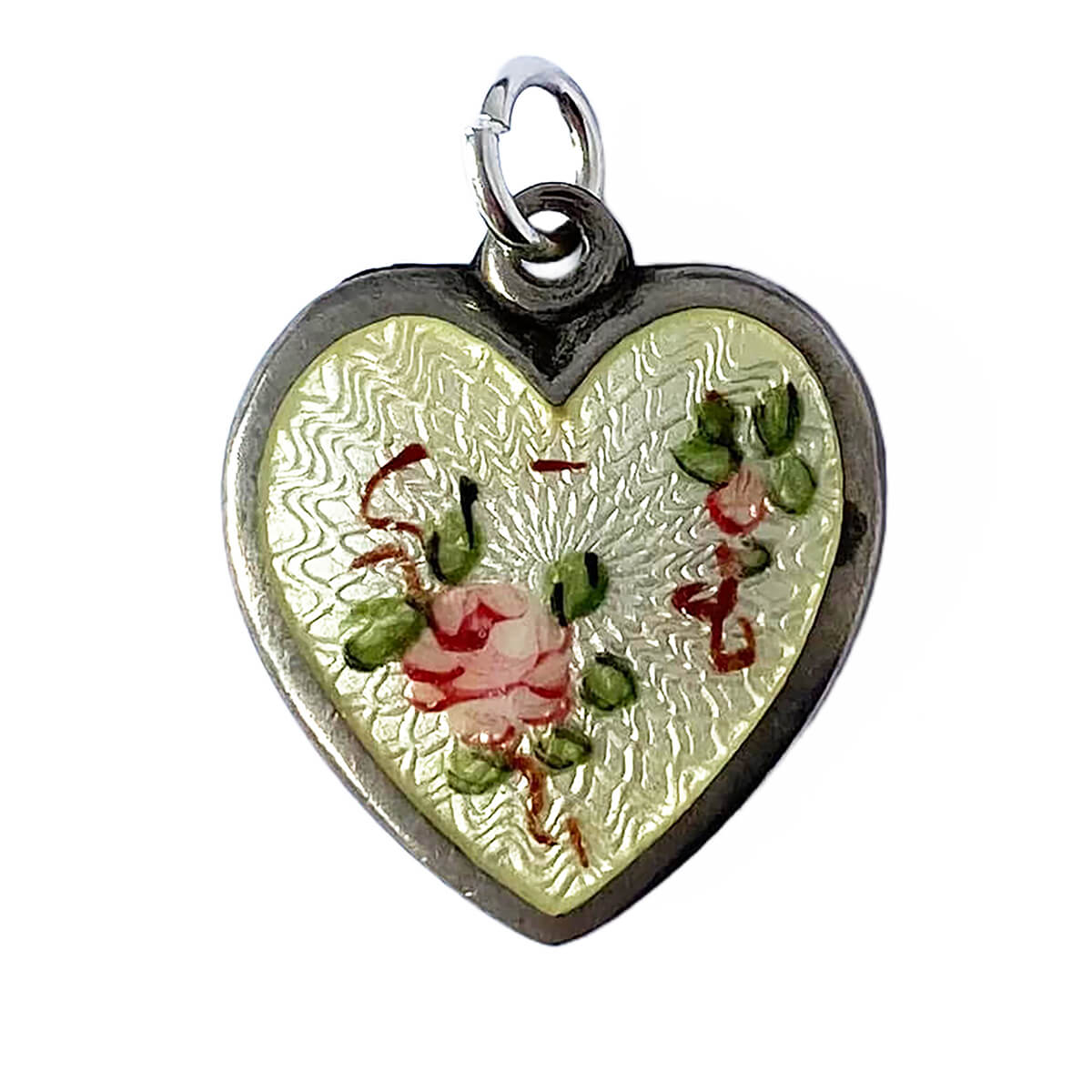 Vintage Walter Lampl enamel heart charm sterling silver pendant from Charmarama