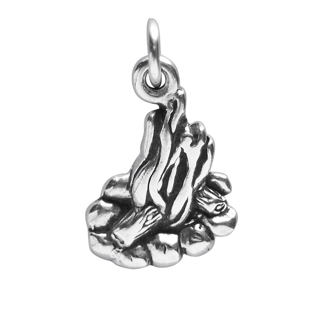 Camp Fire Charm Sterling Silver Camping Pendant