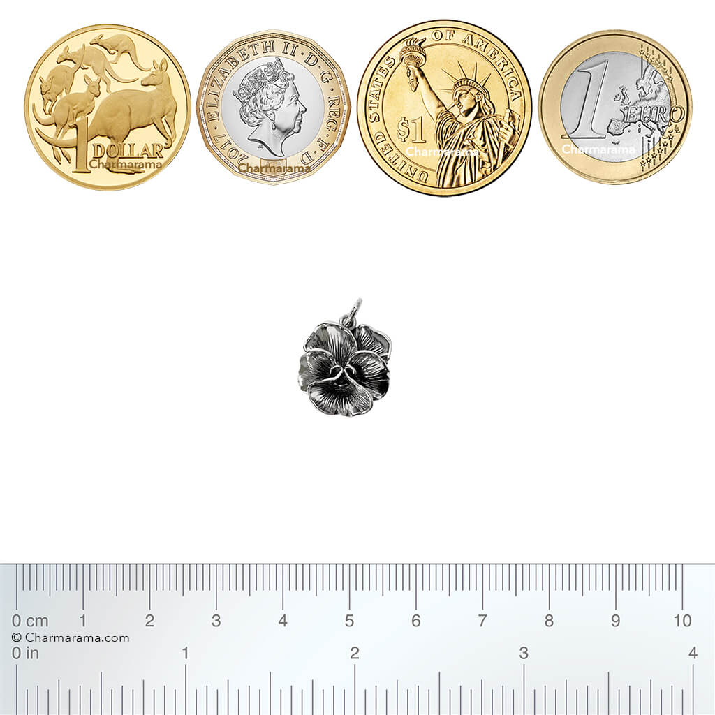 silver pansy charm