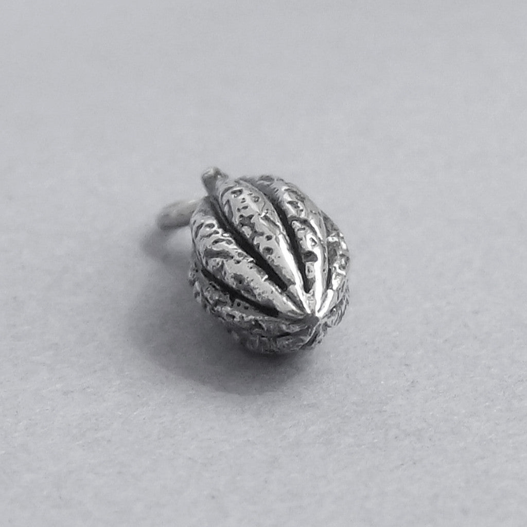sterling silver cocoa pod charm
