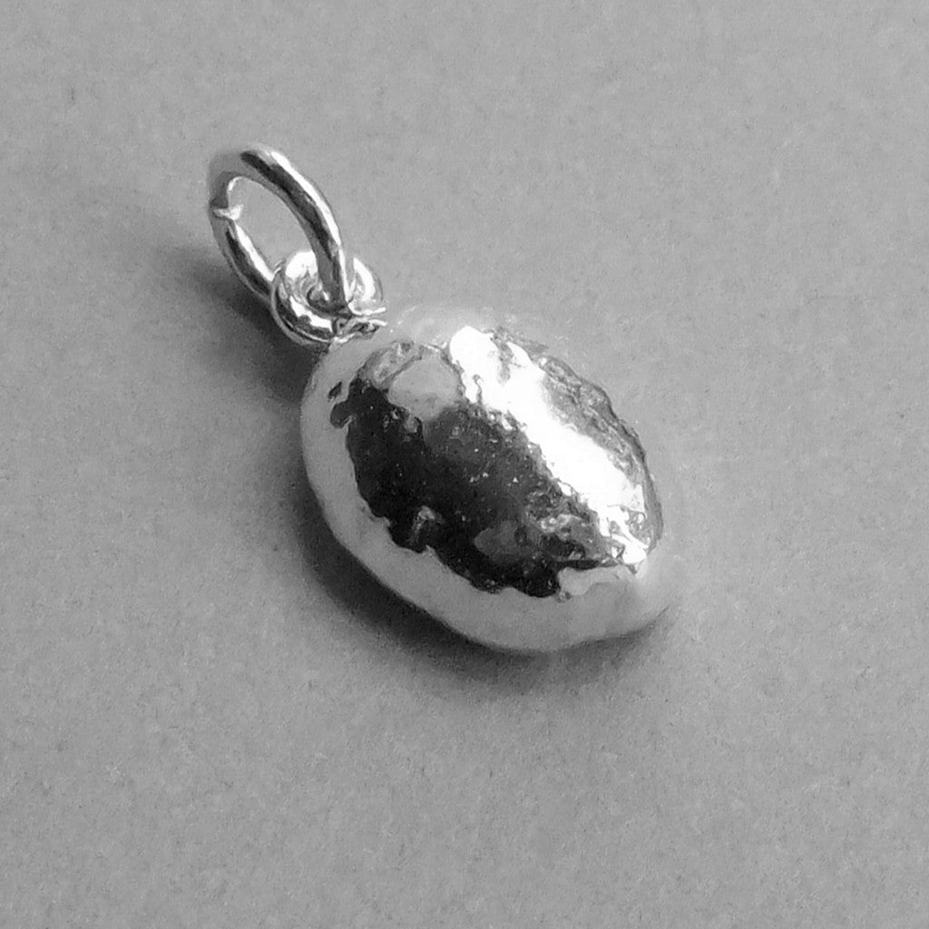 Coffee Bean Charm in Sterling Silver or Gold