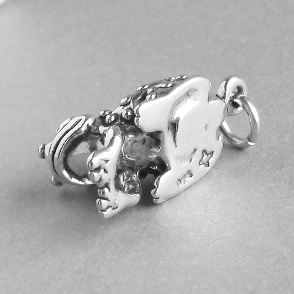 Frog Prince in Crown Charm Sterling Silver Pendant