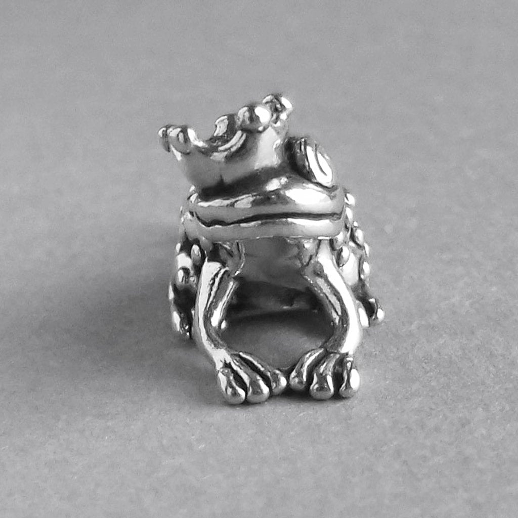 Frog Prince in Crown Charm Sterling Silver Pendant