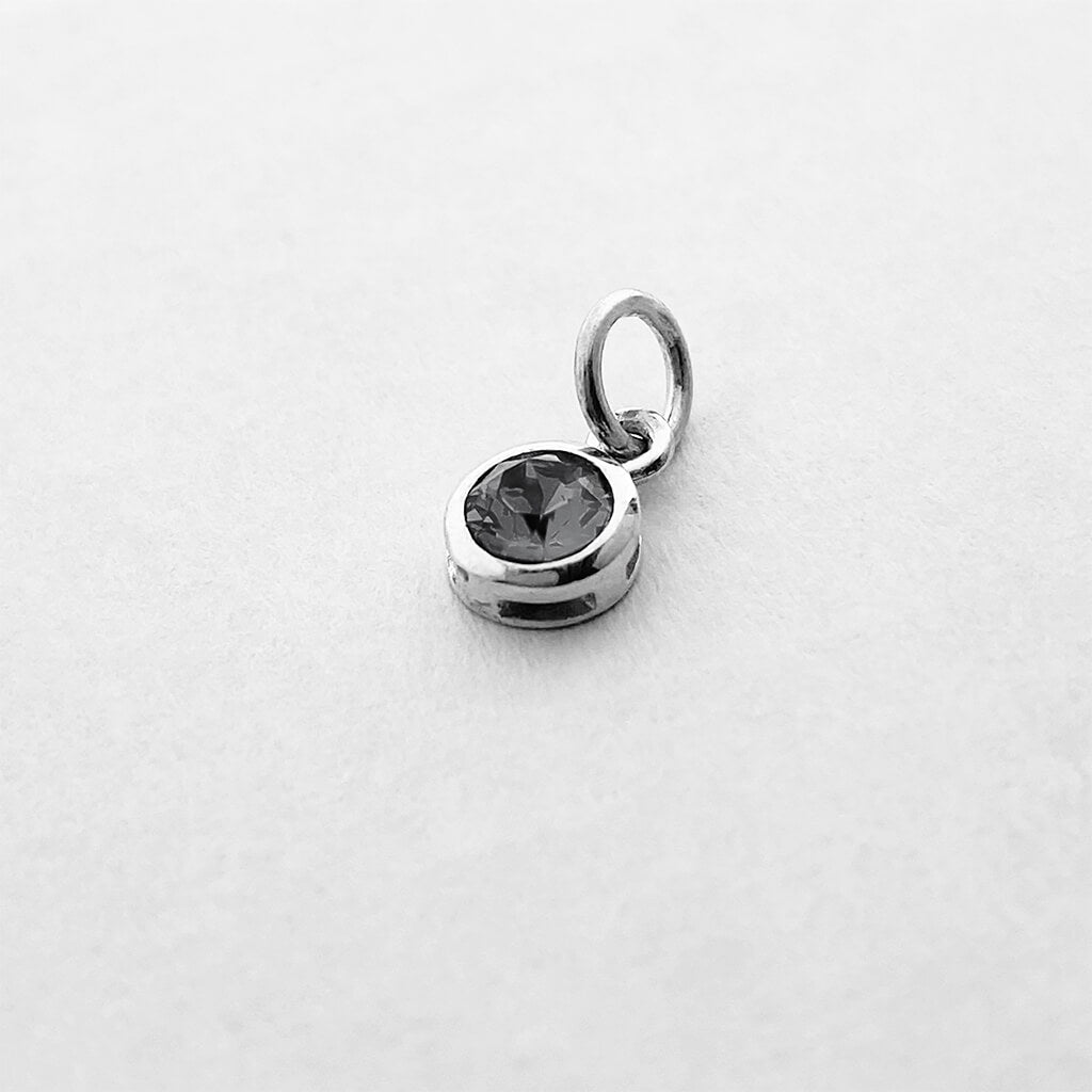 June crystal birthstone charm in sterling silver