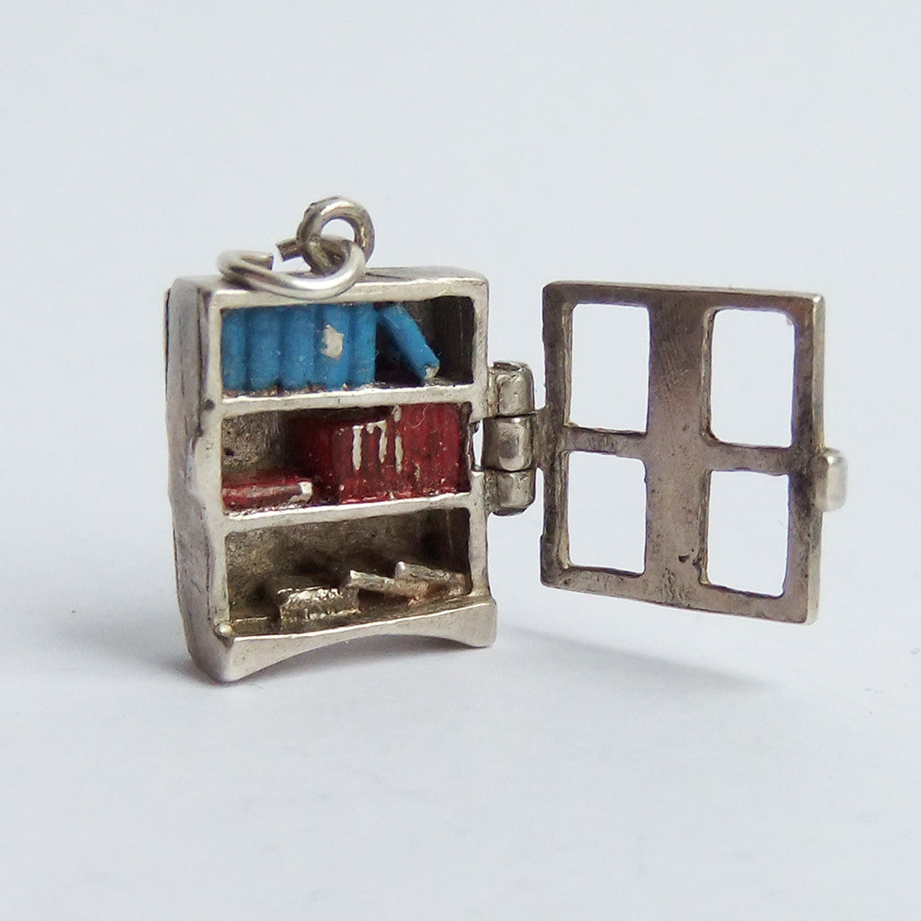 Sterling silver enamel Nuvo bookcase charm