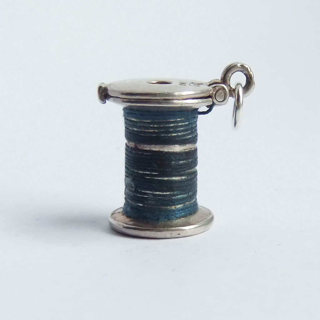Vintage Nuvo Cotton Spool Charm Sterling Silver