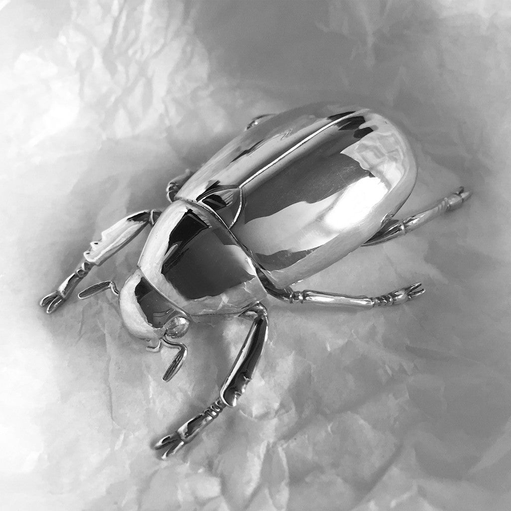 Scarab Beetle Miniature Model Sterling Silver