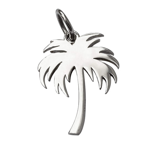 Palm Tree Charm Sterling Silver Tropical Pendant