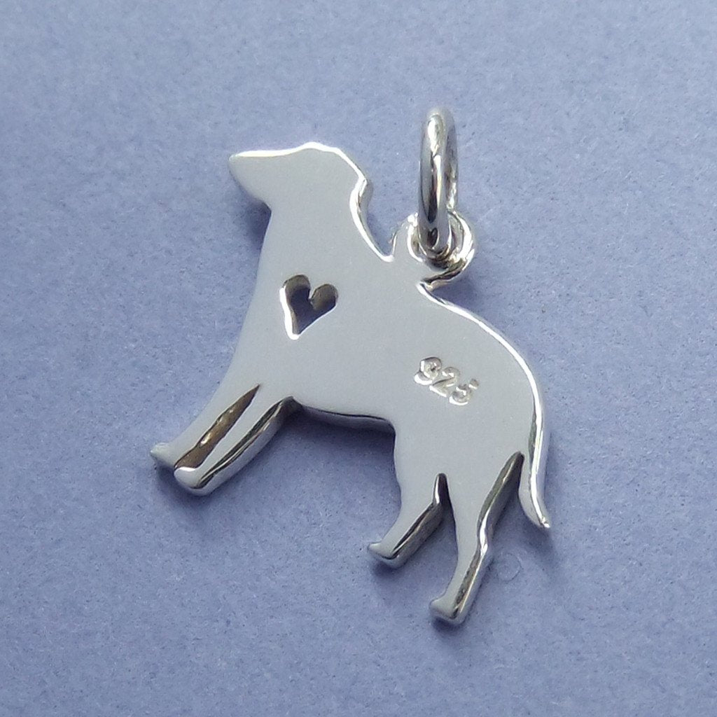 dog silhouette with heart charm