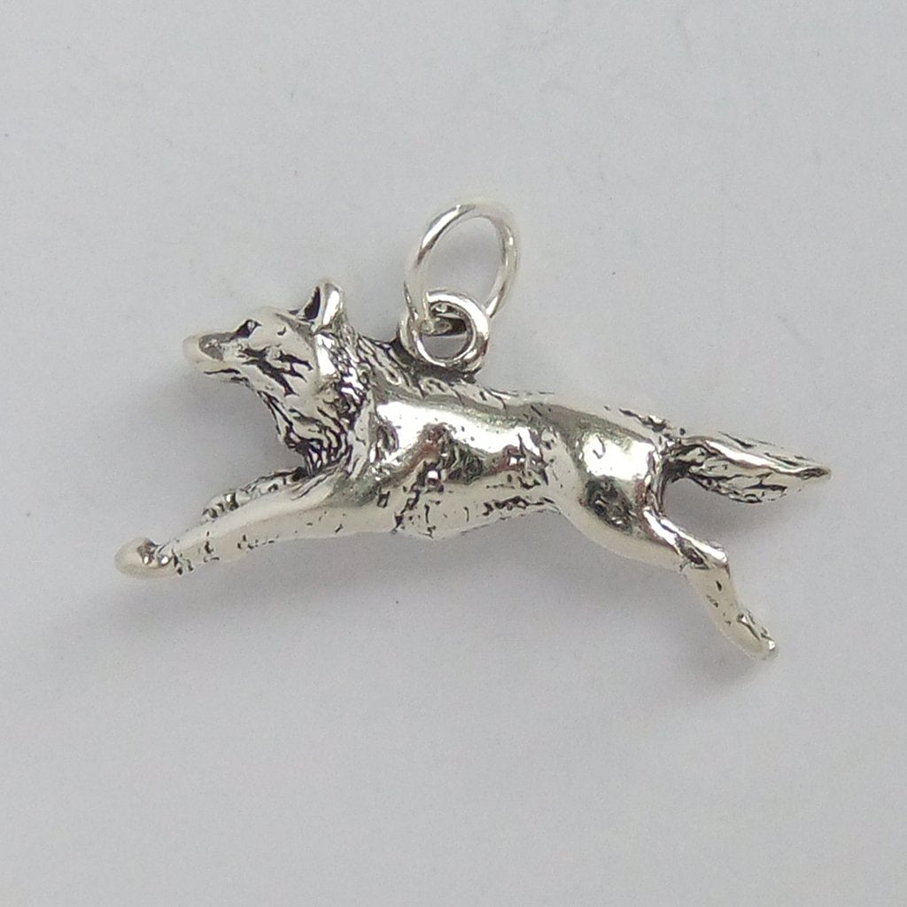 Sterling silver running wolf charm or pendant