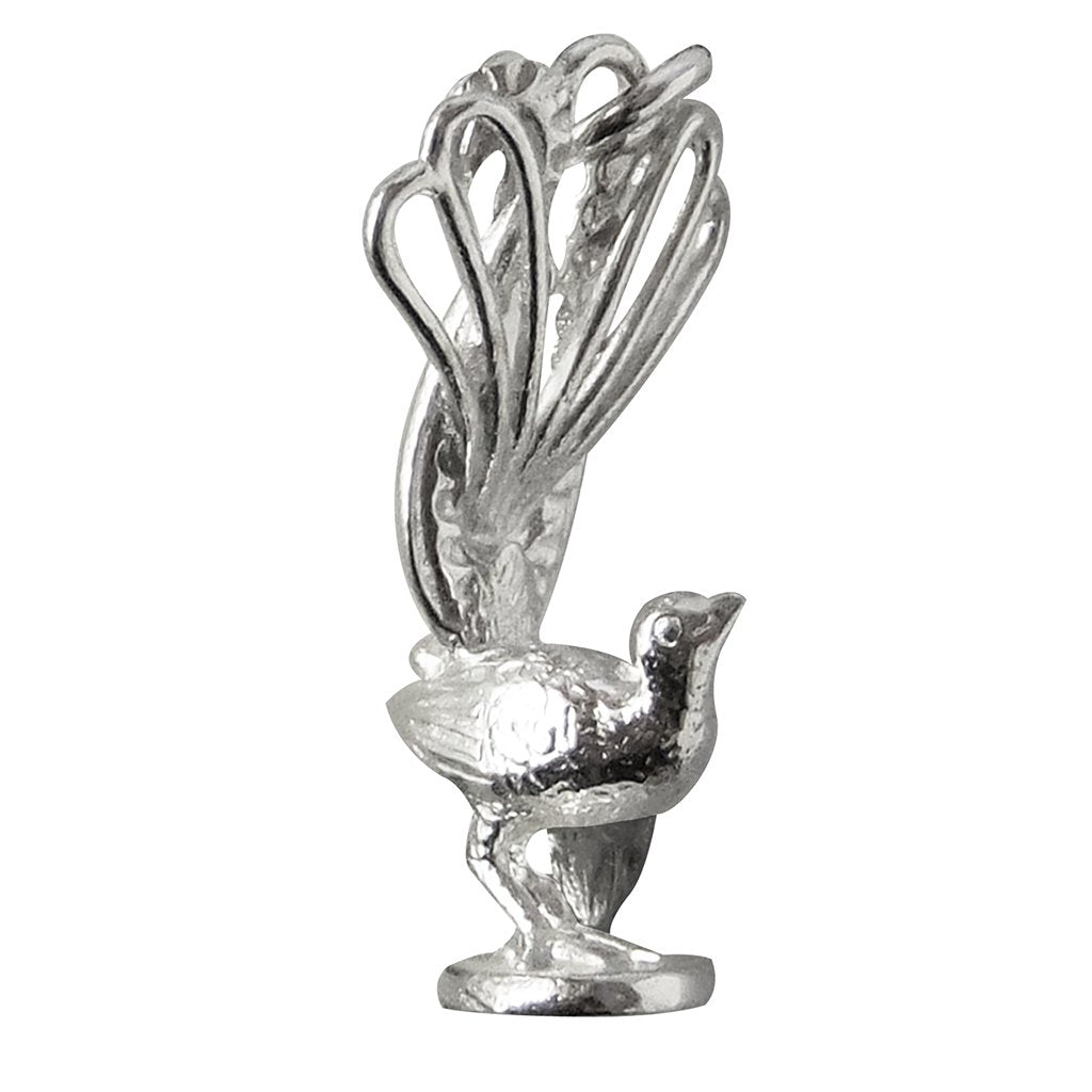 lyrebird charm in sterling silver