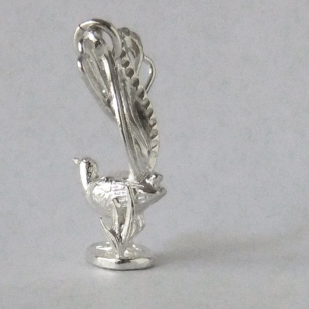 Australian lyrebird pendant in sterling silver