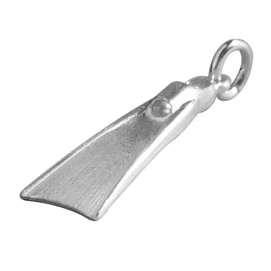 Sterling silver diving fin charm on a white background