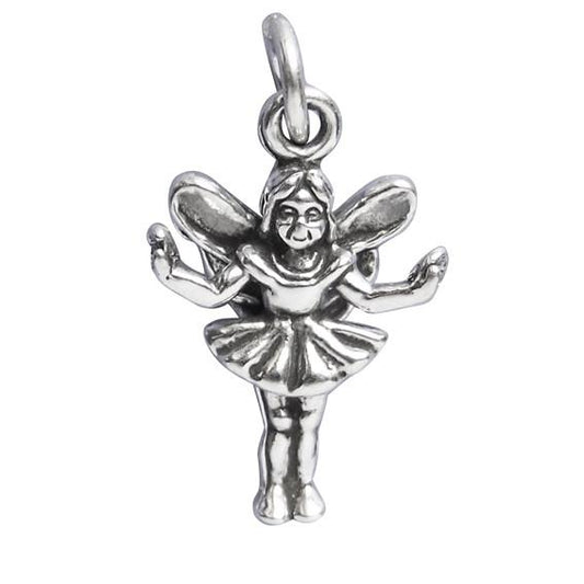 Sterling silver fairy charm on a white background
