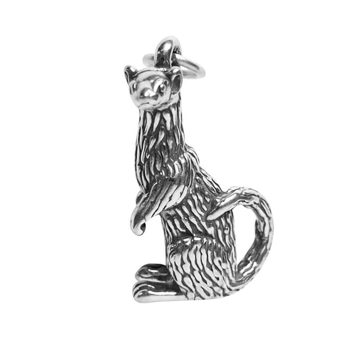 Sterling silver ferret charm on a white background