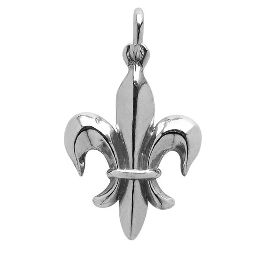Sterling silver Fleur de lis charm on a white background