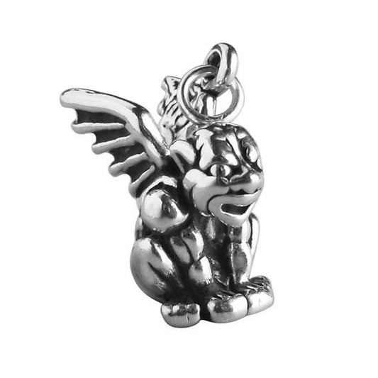 Sterling silver gargoyle charm on a white background
