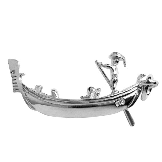 Sterling silver gondola charm on a white background