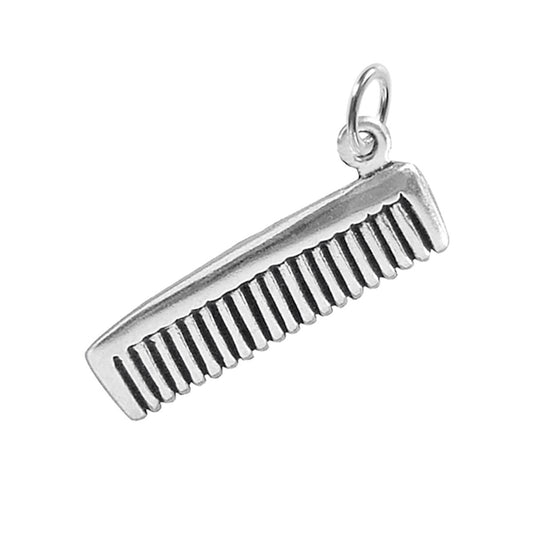 Sterling silver hair comb charm on a white background