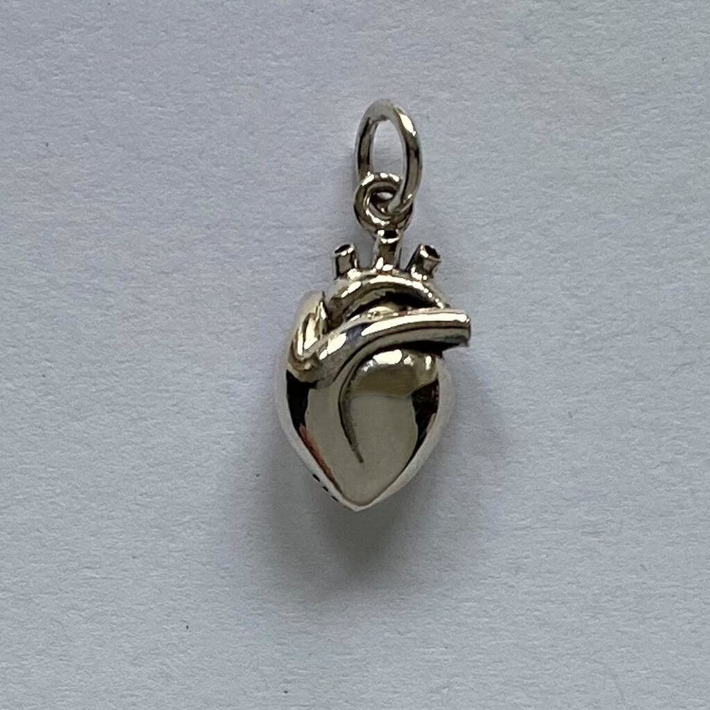 silver anatomical heart charm