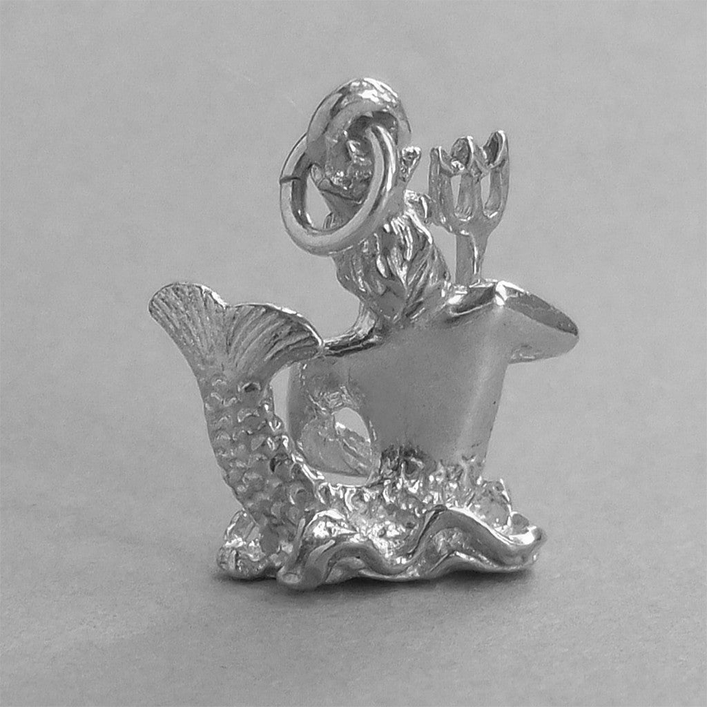 Sterling silver Neptune God of the sea charm
