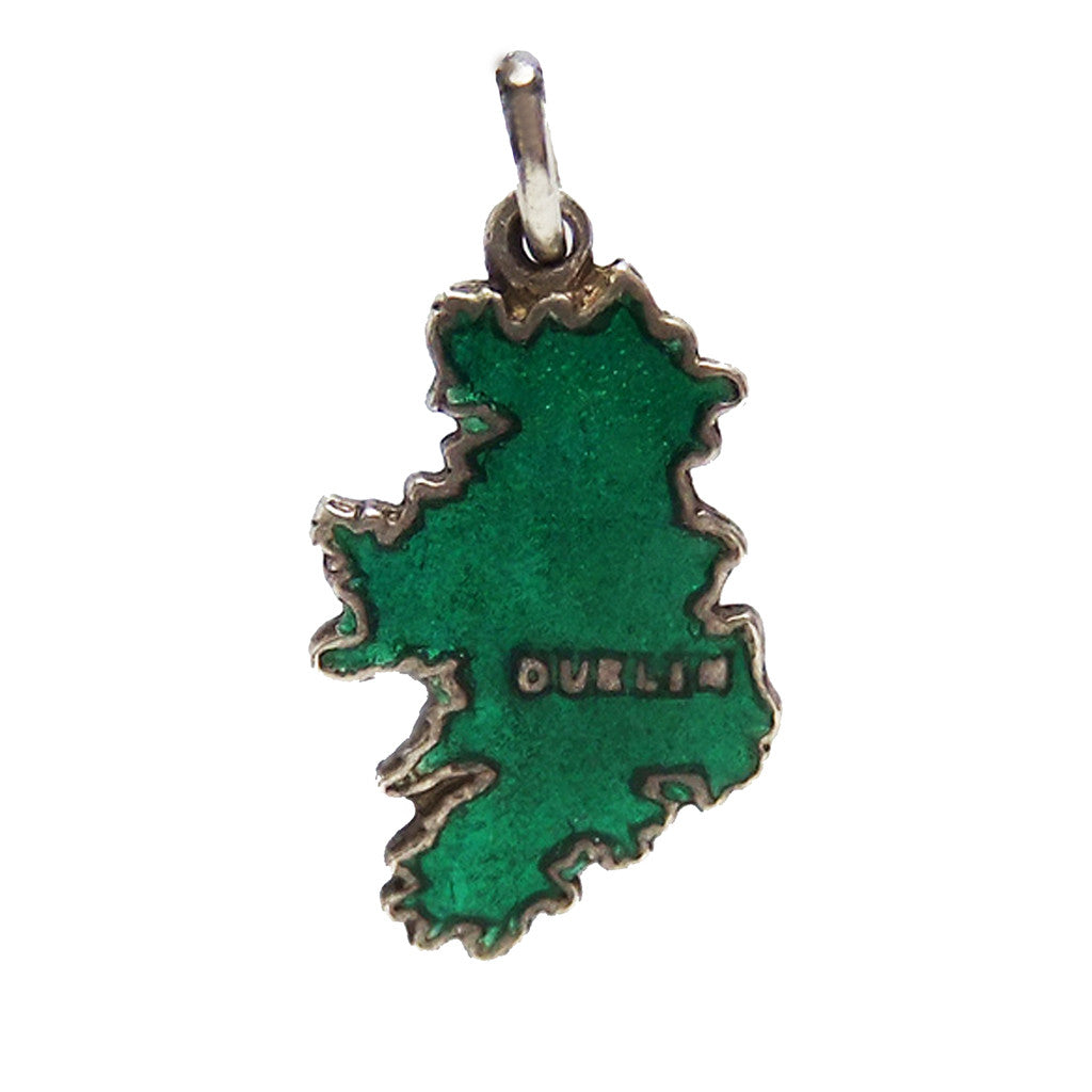 Thomas L Mott Ireland Map Charm Sterling Silver Enamel TLM