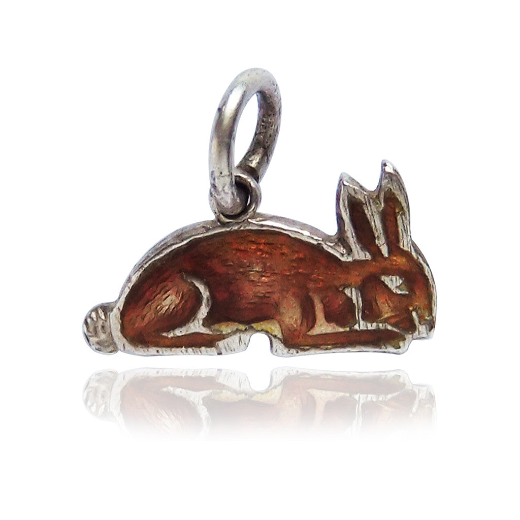 Thomas L Mott Rare Rabbit Charm Sterling Silver Enamel TLM