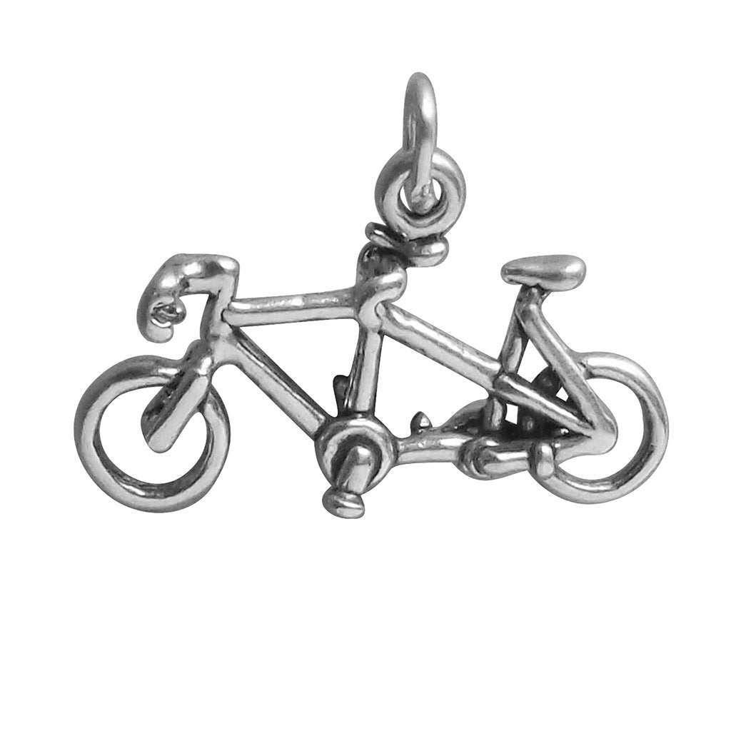 Tandem Bicycle Charm Sterling Silver Bike Pendant