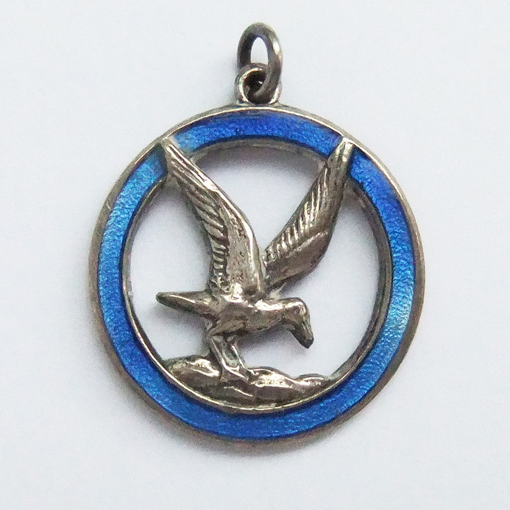 Thomas L Mott Seagull Charm Sterling Silver Enamel TLM