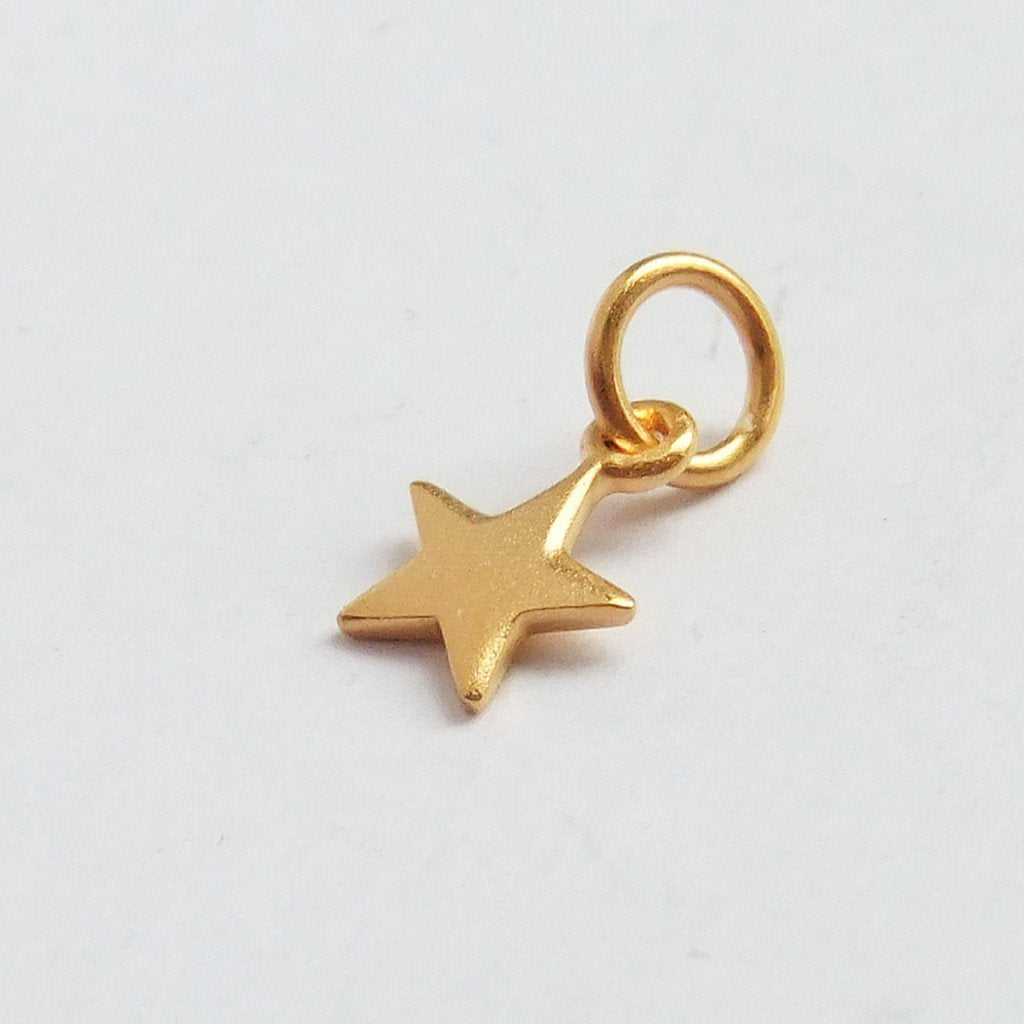 4Pcs - Cubic Star Pendant, Cz Charms, Tiny Charm, Gold Star Charm