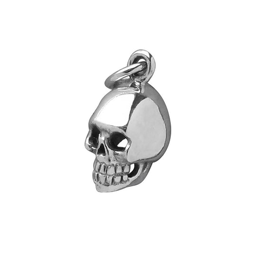 Tiny Sterling Silver Human Skull Charm