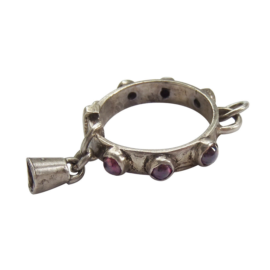 Vintage Sterling Silver Garnet Dog Collar Charm