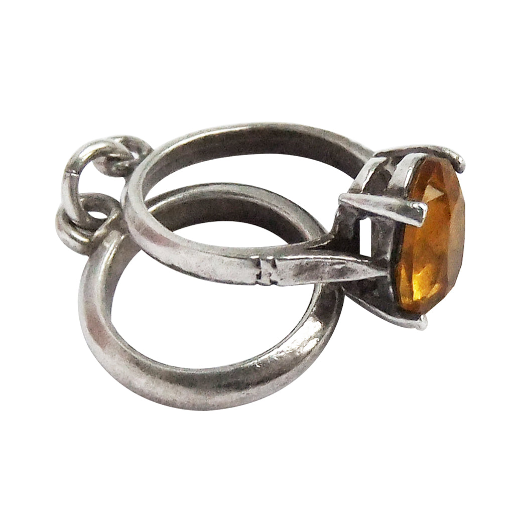 Vintage Engagement and Wedding Ring Charm with Yellow Crystal