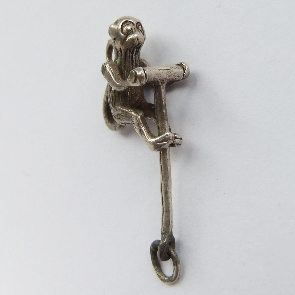 Moving sterling silver circus monkey charm