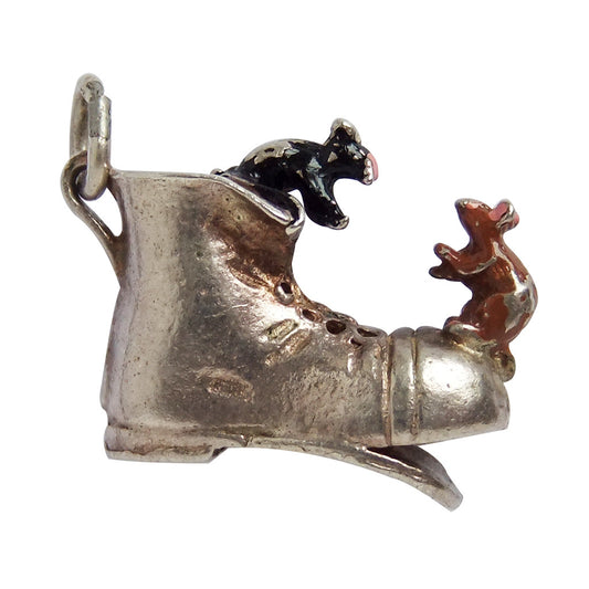 Nuvo Mice in Boot silver enamel charm