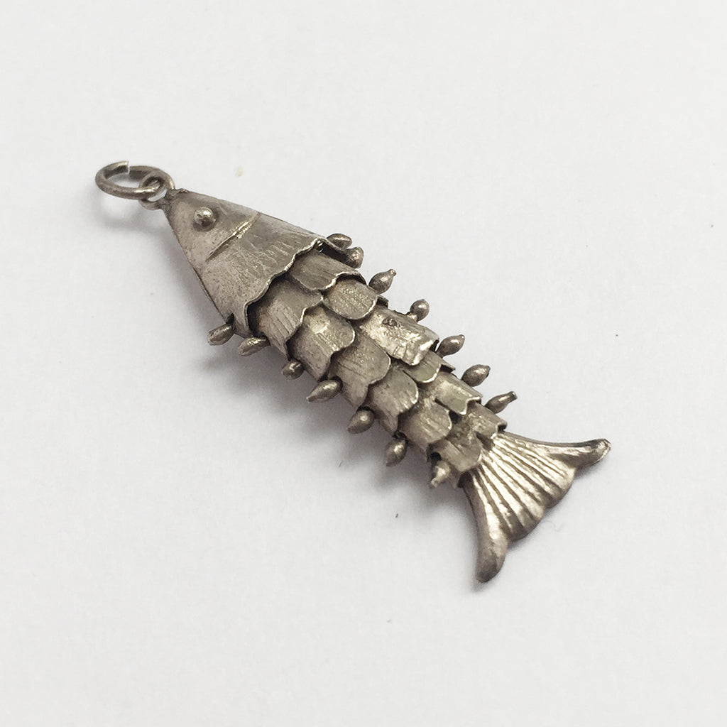Vintage silver wiggly fish charm