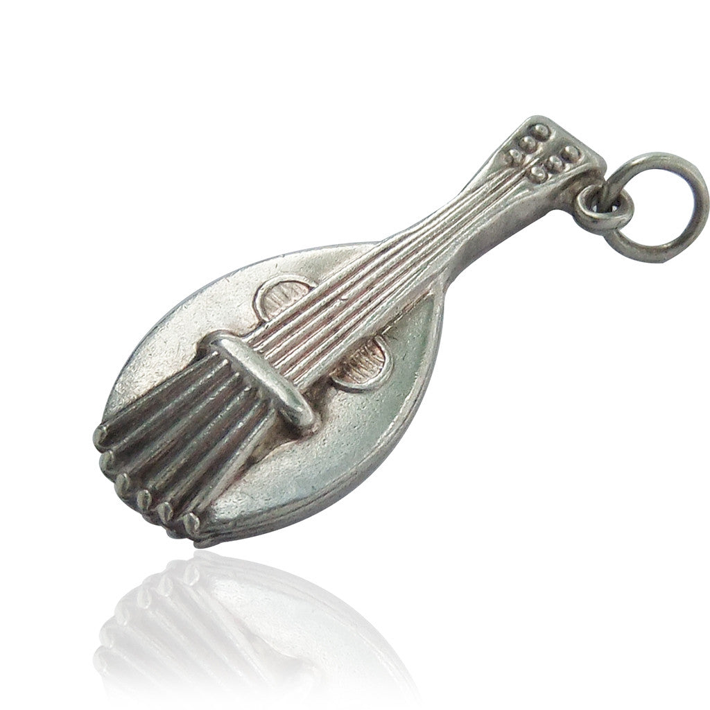 Vintage Silver Mandolin Charm