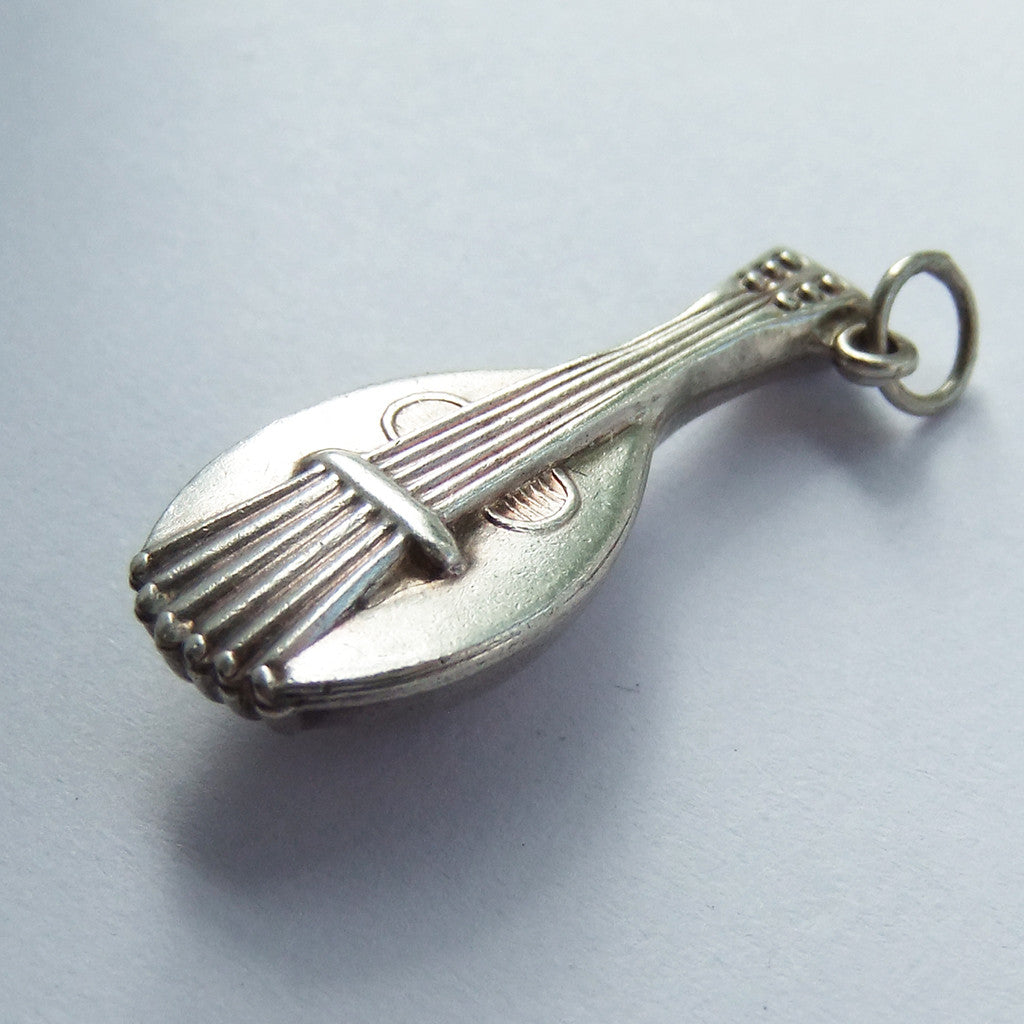 Vintage Silver Mandolin Lute Charm or Pendant