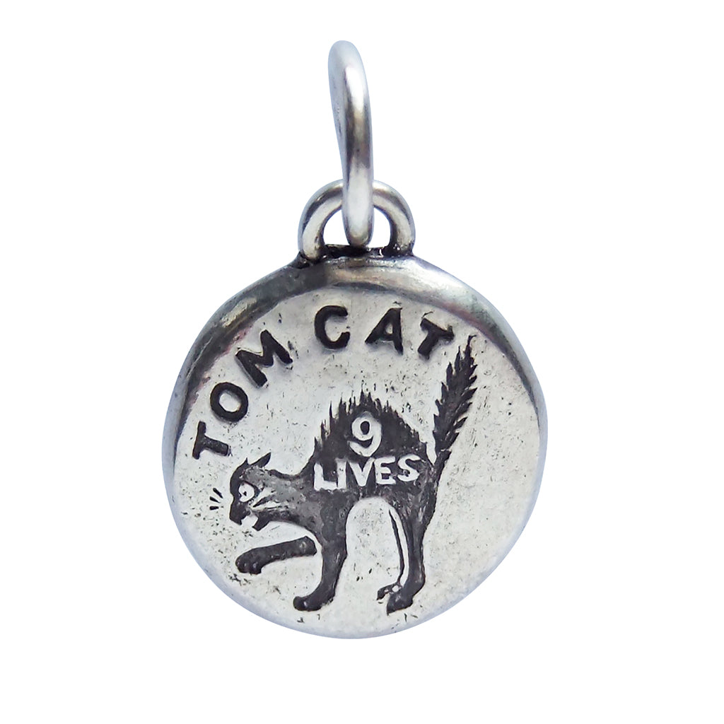 Vintage Silver Tom Cat 9 Lives Charm
