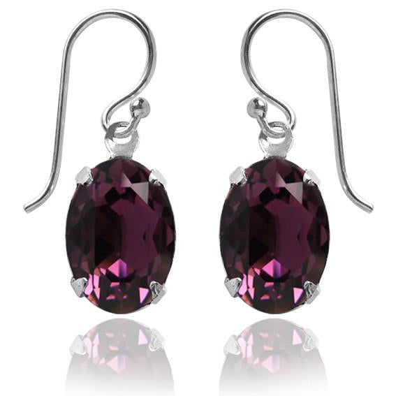 oval earrings with swarovski crystal | choice of colours amethyst