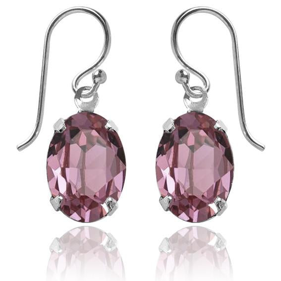 oval earrings with swarovski crystal | choice of colours antique pink