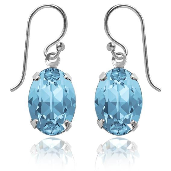 oval earrings with swarovski crystal | choice of colours aquamarine
