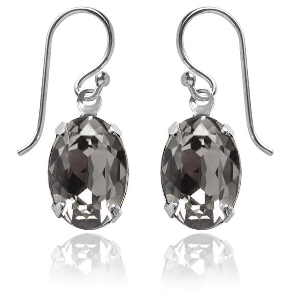 oval earrings with swarovski crystal | choice of colours black diamond